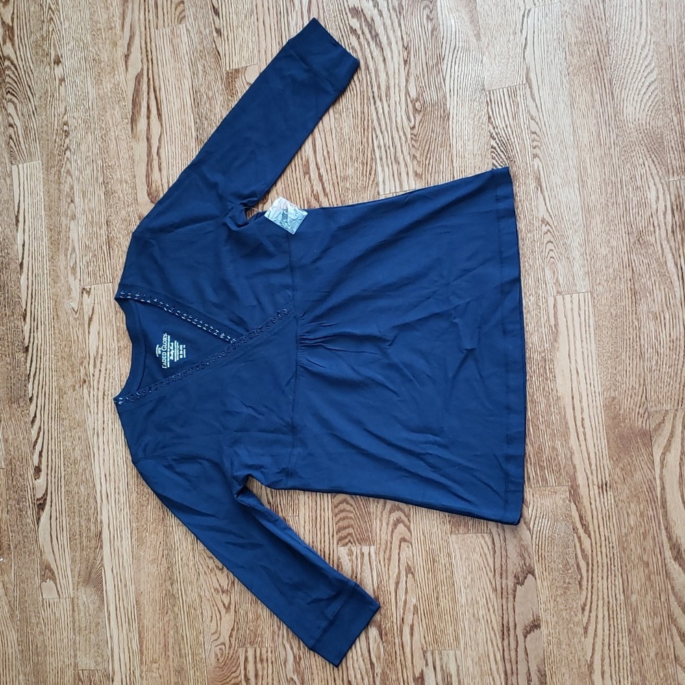 (M) Faded Glory 100% Organic Cotton Empire Waist Beaded V Neck Business Casual